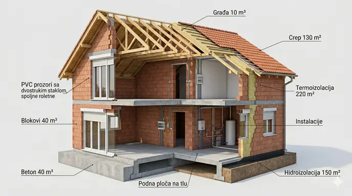 Koliko građevinskog materijala je potrebno za kuću od 100 m²?